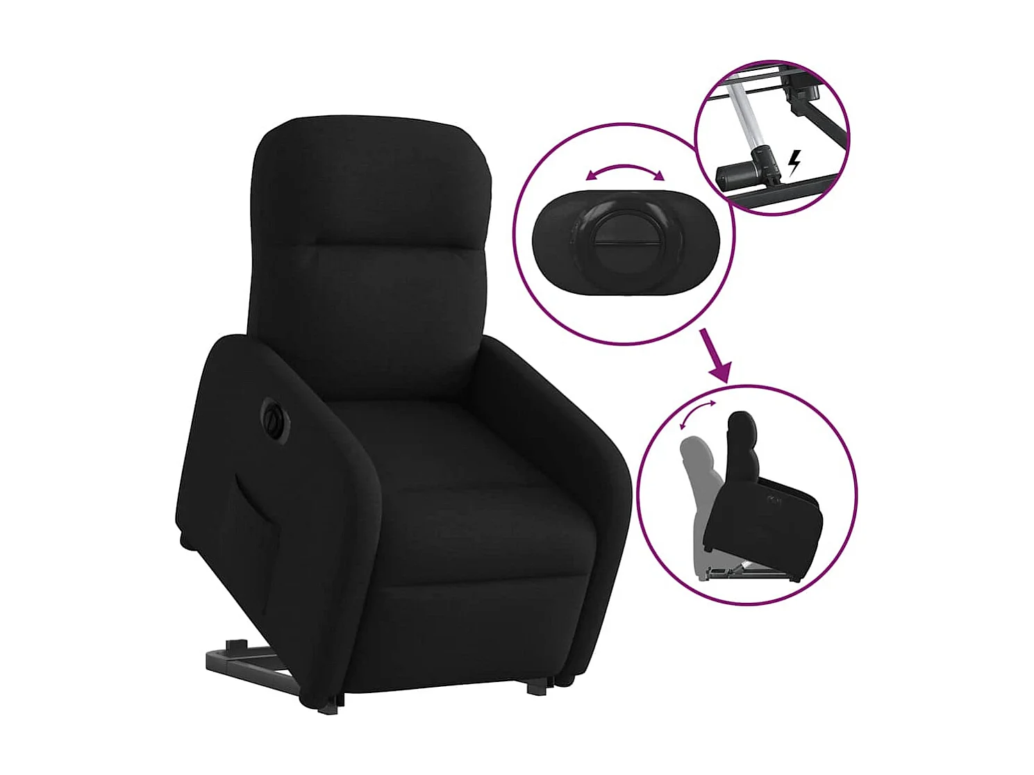 Fauteuil inclinable électrique noir tissu