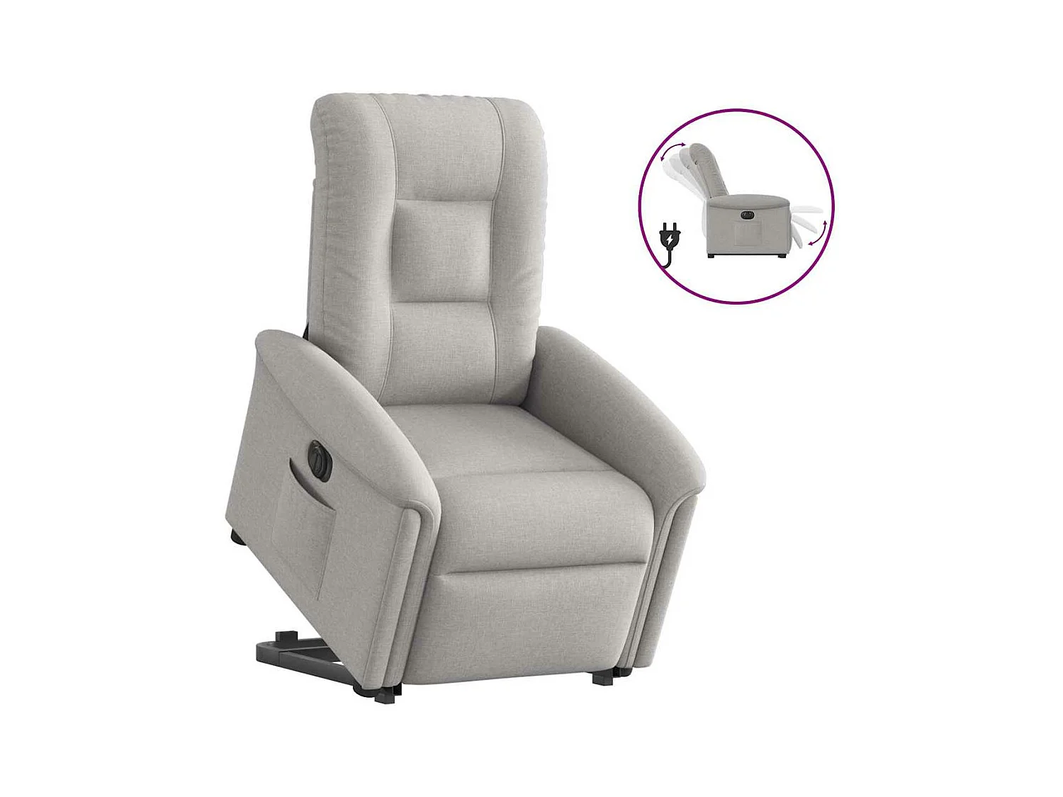Fauteuil inclinable électrique gris nuage tissu