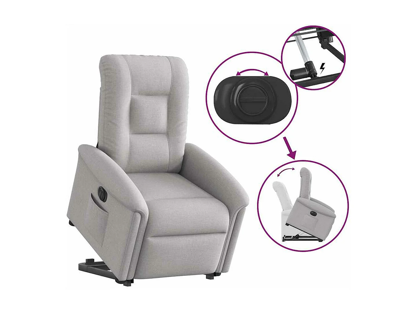 Fauteuil inclinable électrique gris nuage tissu