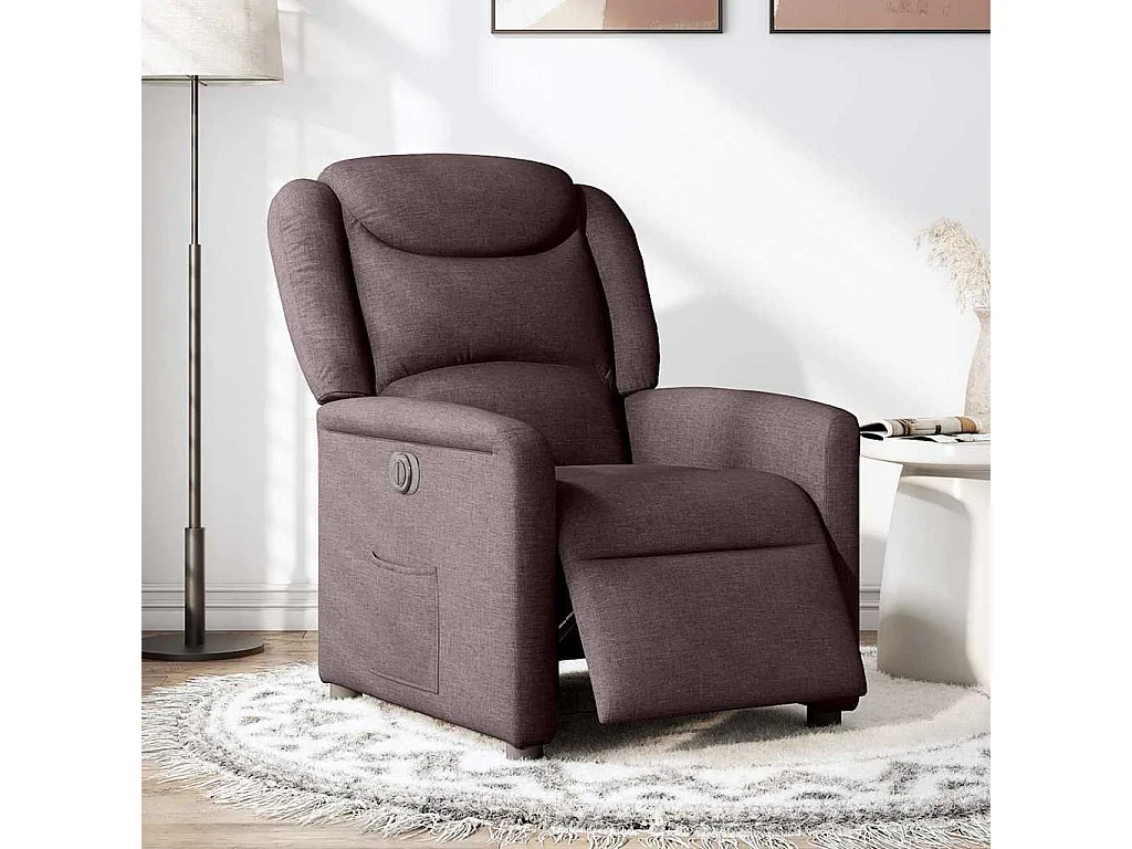 Fauteuil inclinable électrique Marron foncé Tissu