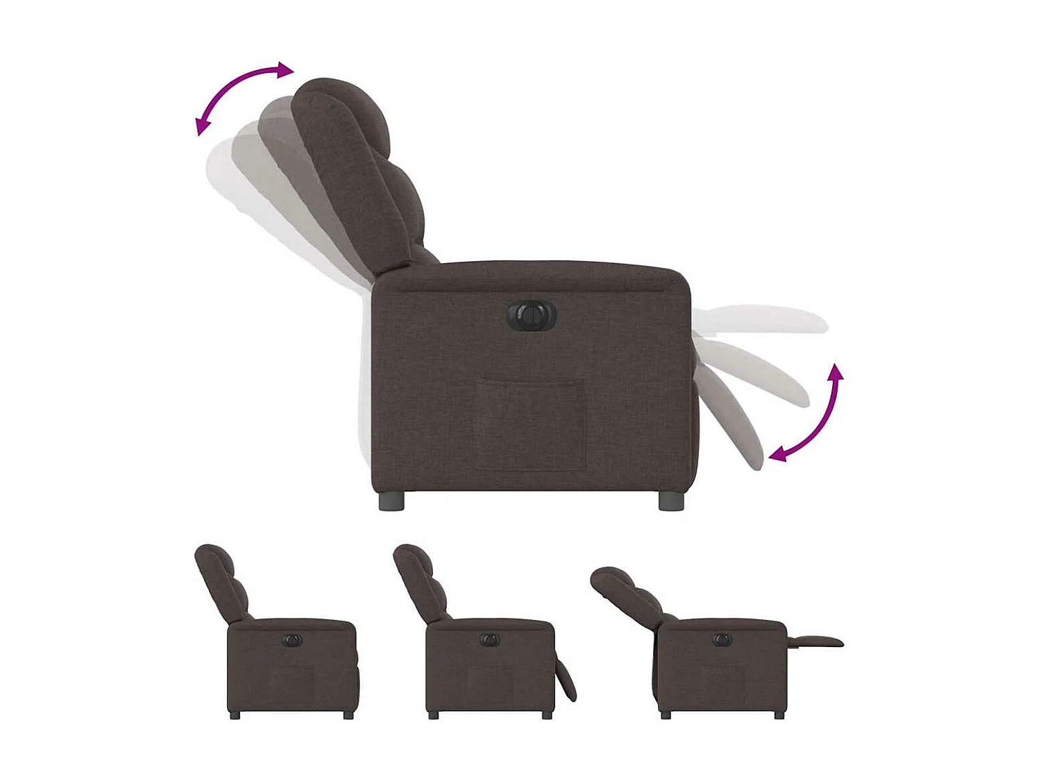 Fauteuil inclinable électrique Marron foncé Tissu