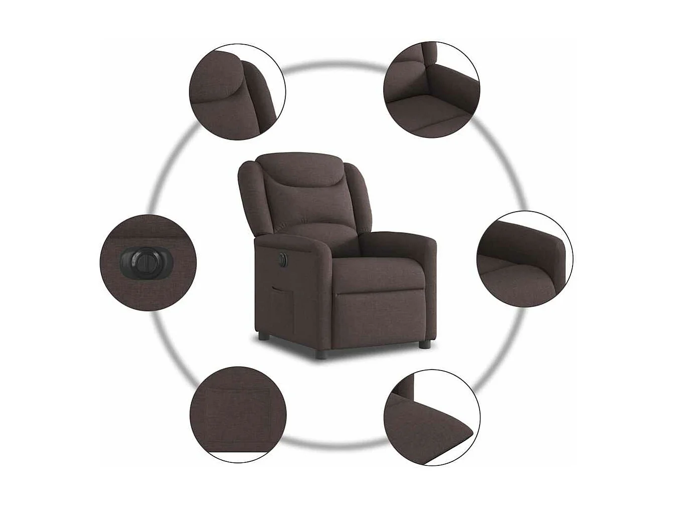 Fauteuil inclinable électrique Marron foncé Tissu