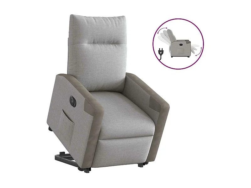 Fauteuil inclinable électrique gris nuage tissu