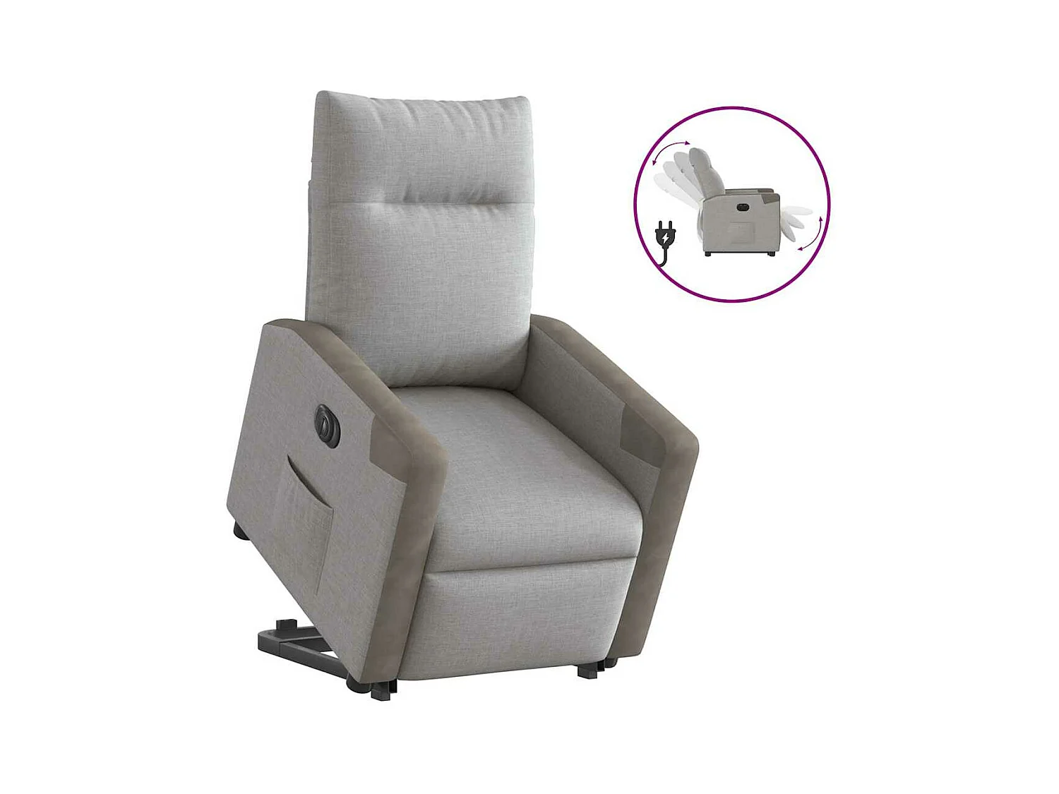 Fauteuil inclinable électrique gris nuage tissu