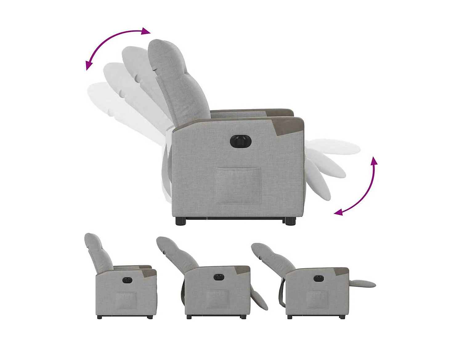 Fauteuil inclinable électrique gris nuage tissu