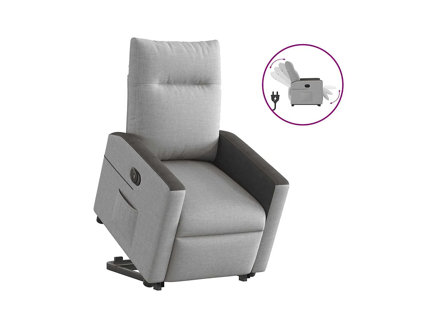 Fauteuil inclinable électrique gris nuage tissu