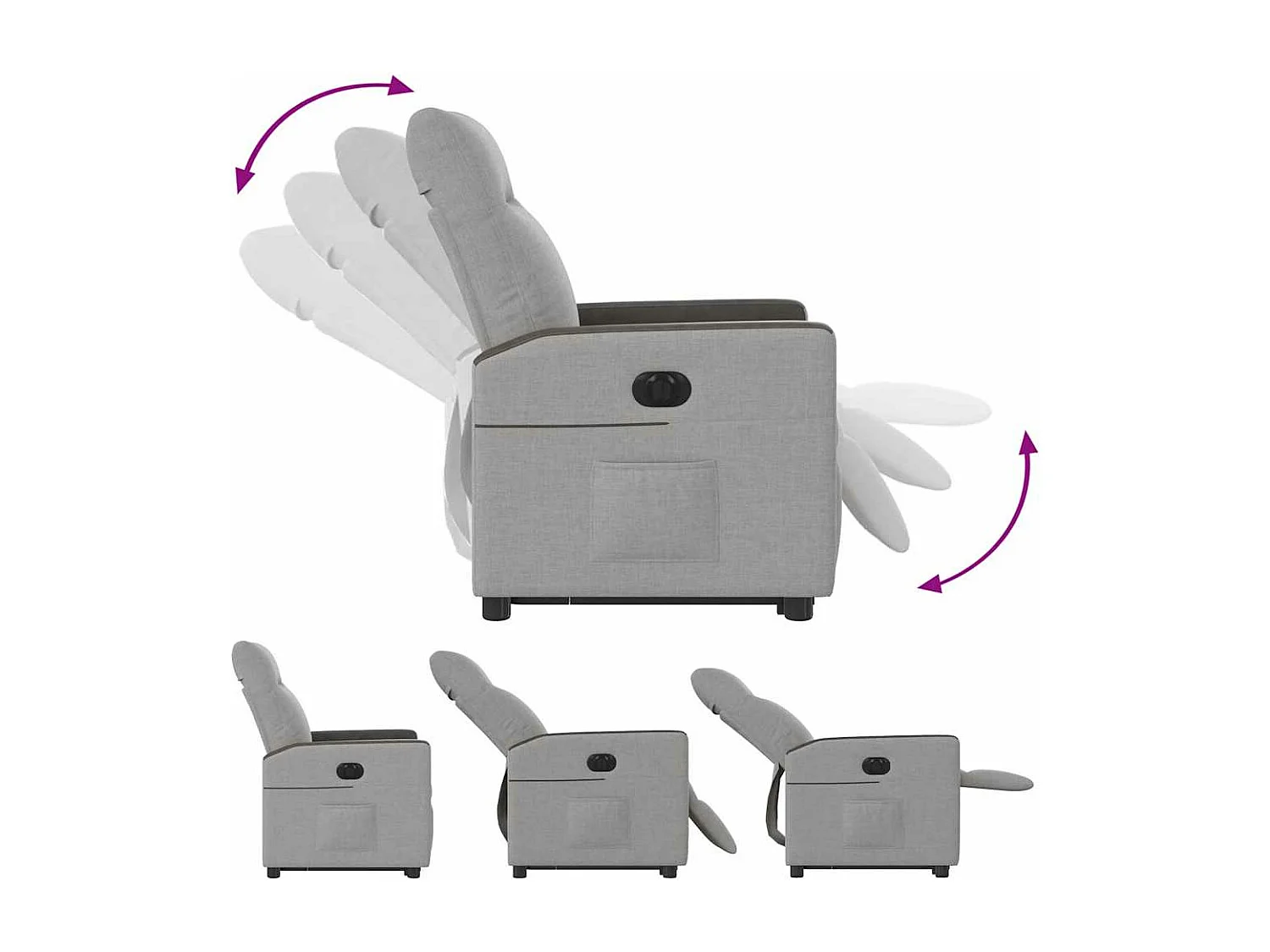 Fauteuil inclinable électrique gris nuage tissu