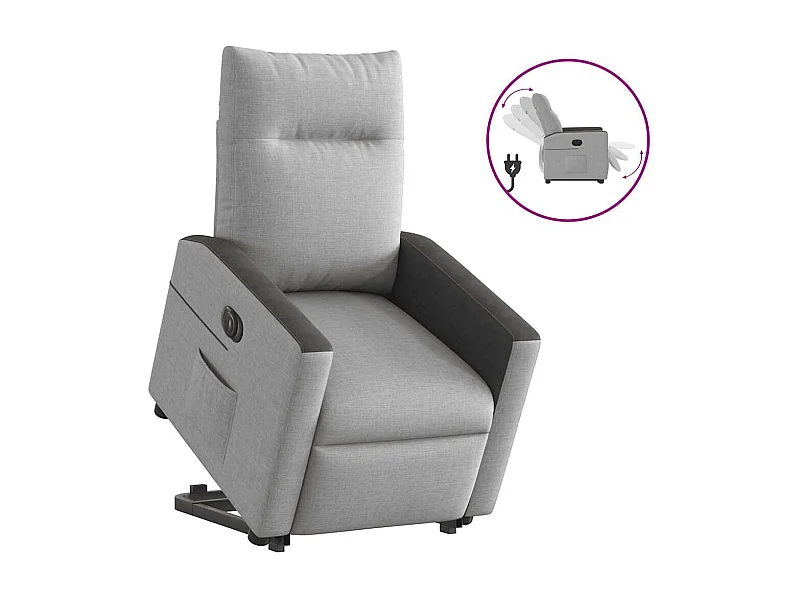 Fauteuil inclinable électrique gris nuage tissu