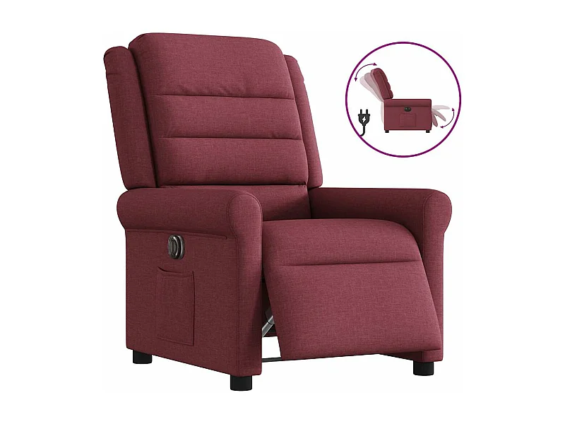 Poltrona reclinabile elettrica Tessuto rosso bordeaux