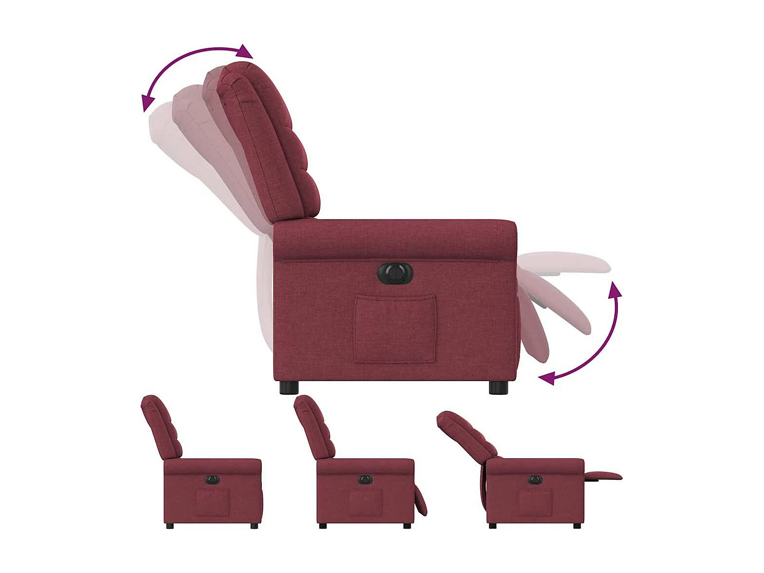 Poltrona reclinabile elettrica Tessuto rosso bordeaux