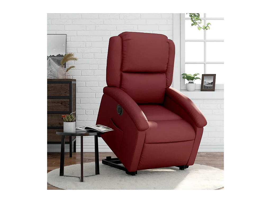 Fauteuil inclinable électrique rouge bordeaux similicuir