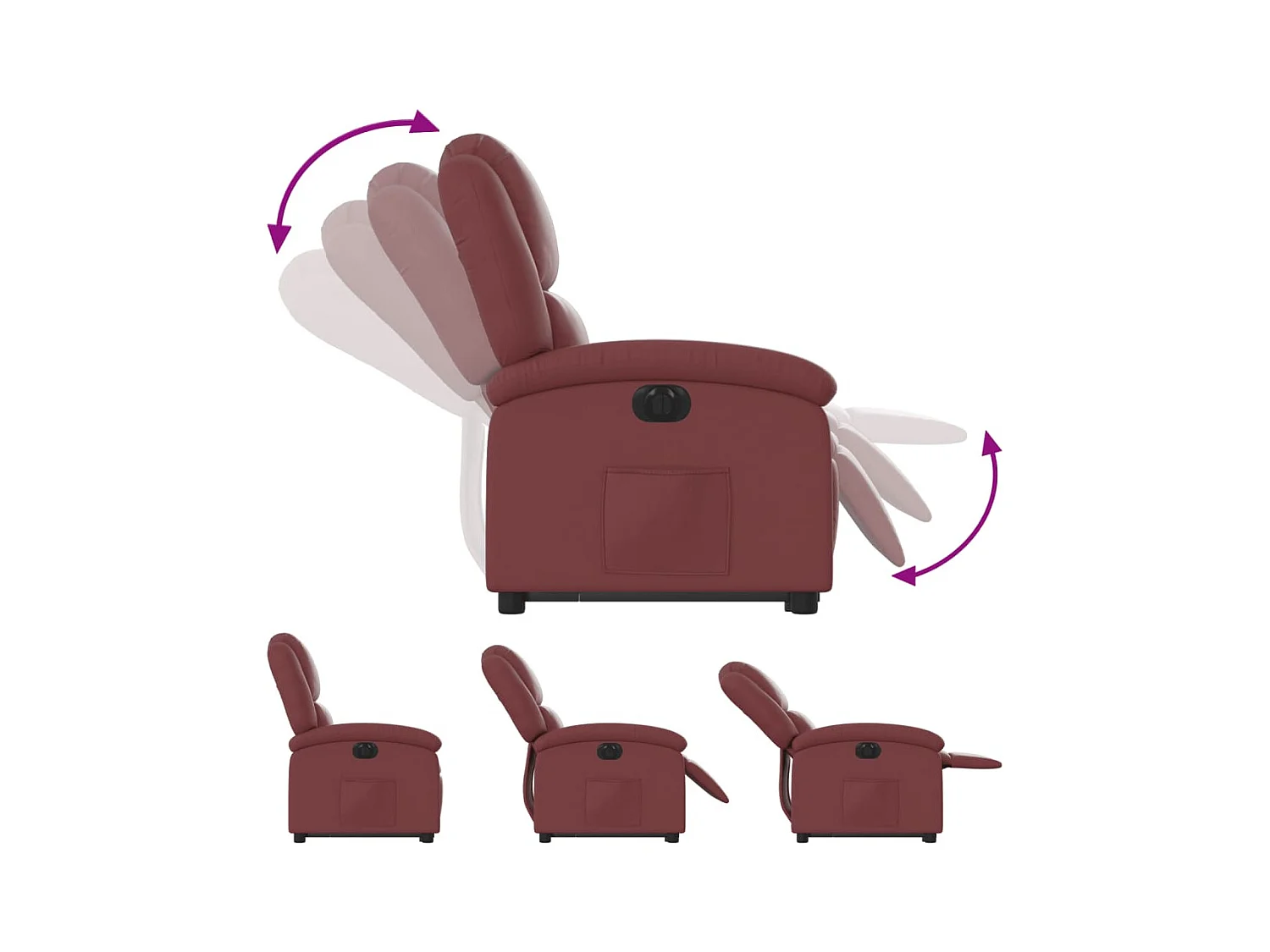 Fauteuil inclinable électrique rouge bordeaux similicuir