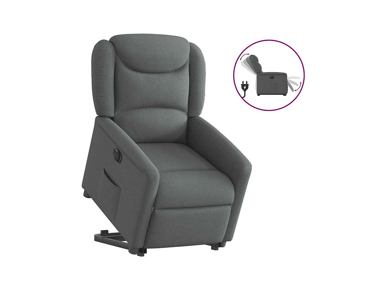 Fauteuil inclinable électrique gris foncé tissu