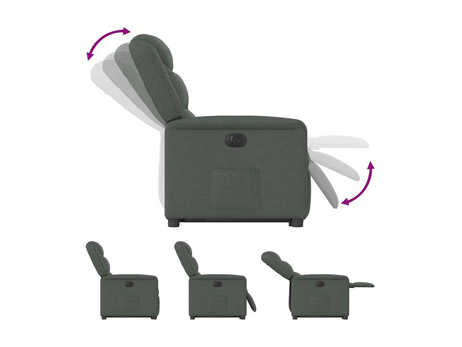 Fauteuil inclinable électrique gris foncé tissu