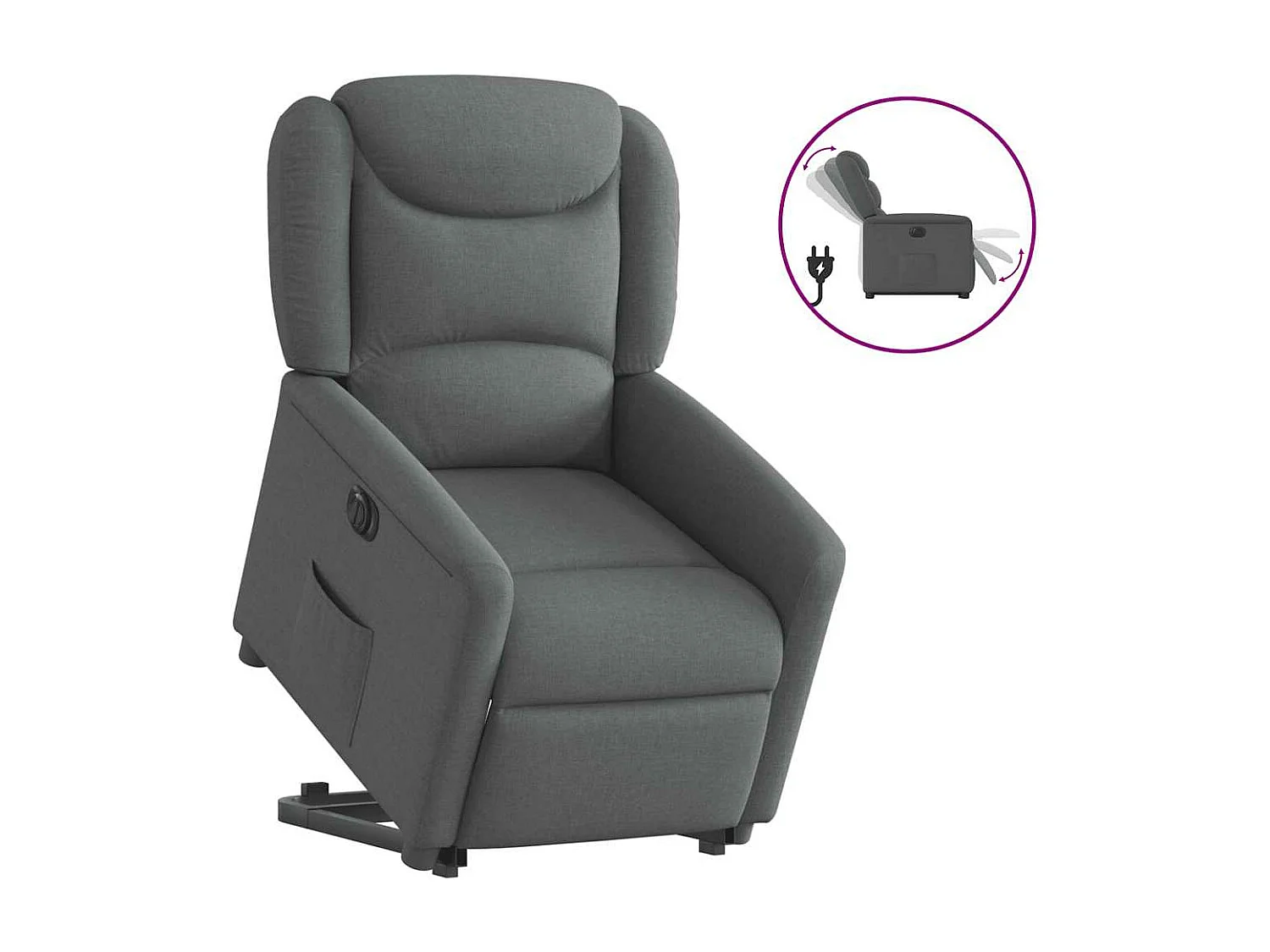 Fauteuil inclinable électrique gris foncé tissu