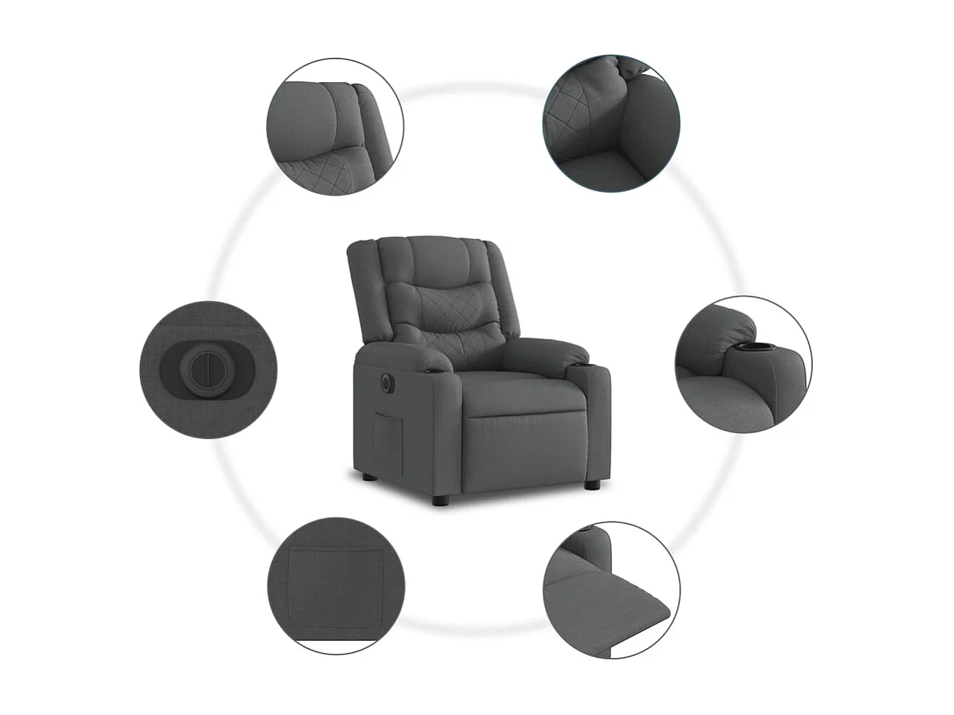 Fauteuil inclinable électrique Gris foncé Tissu