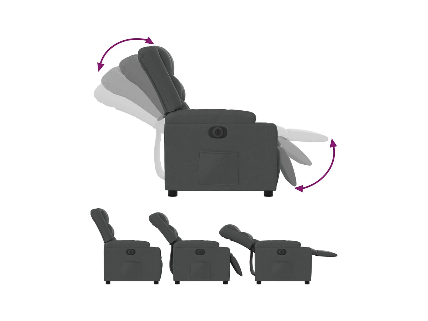 Elektrische relaxfauteuil Donkergrijs Stof