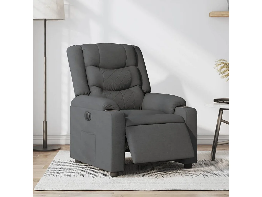 Fauteuil inclinable électrique Gris foncé Tissu