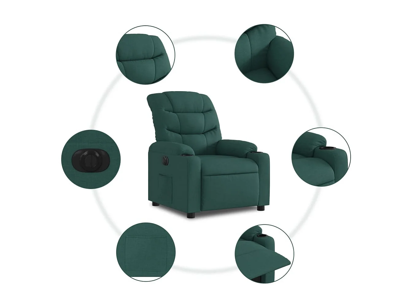 Fauteuil inclinable électrique Vert foncé Tissu