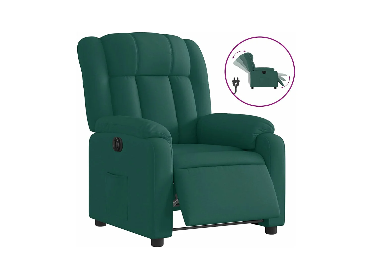 Fauteuil inclinable électrique Vert foncé Tissu