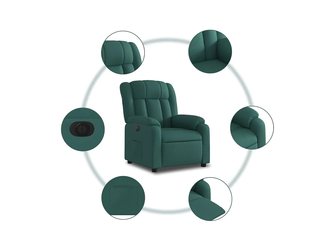 Fauteuil inclinable électrique Vert foncé Tissu