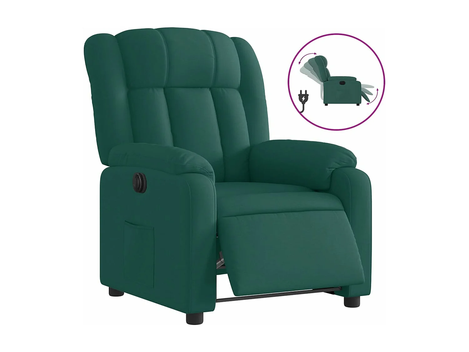 Fauteuil inclinable électrique Vert foncé Tissu