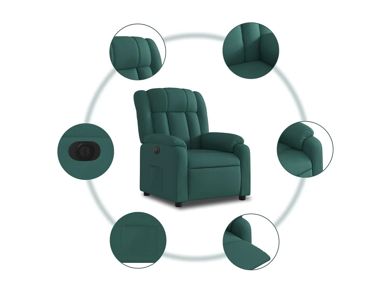 Fauteuil inclinable électrique Vert foncé Tissu