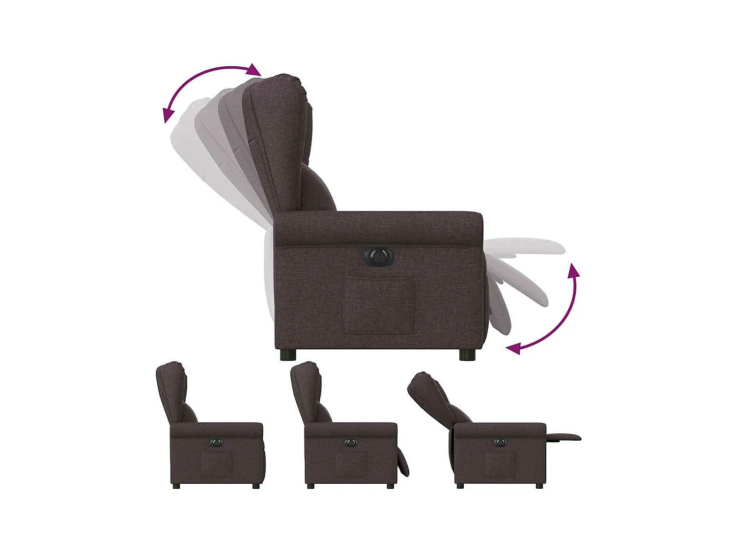 Poltrona reclinabile elettrica in tessuto marrone scuro