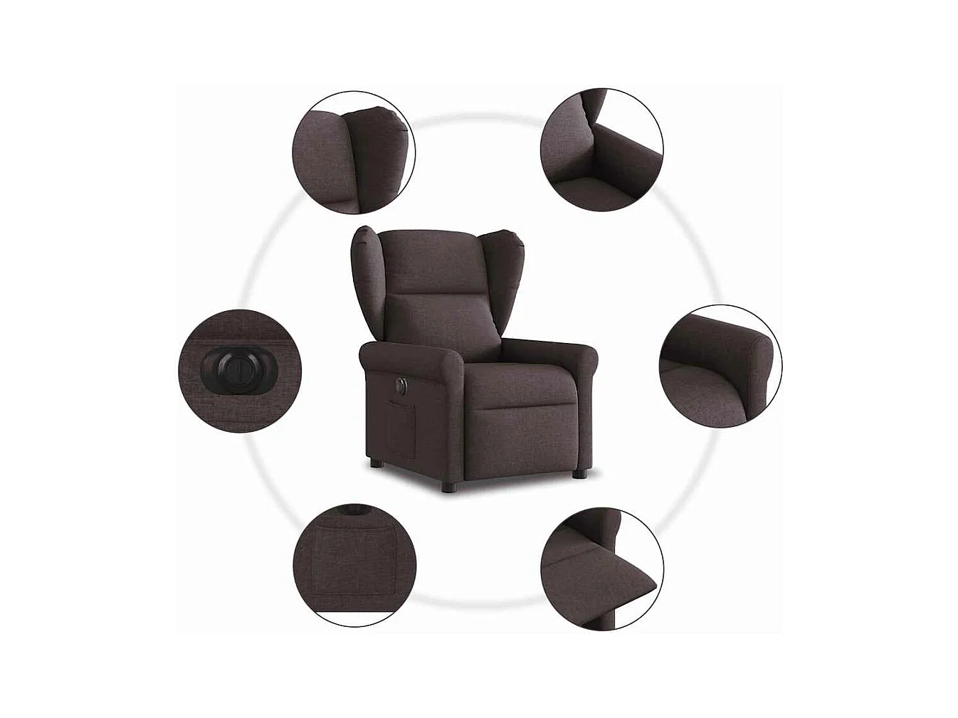 Poltrona reclinabile elettrica in tessuto marrone scuro