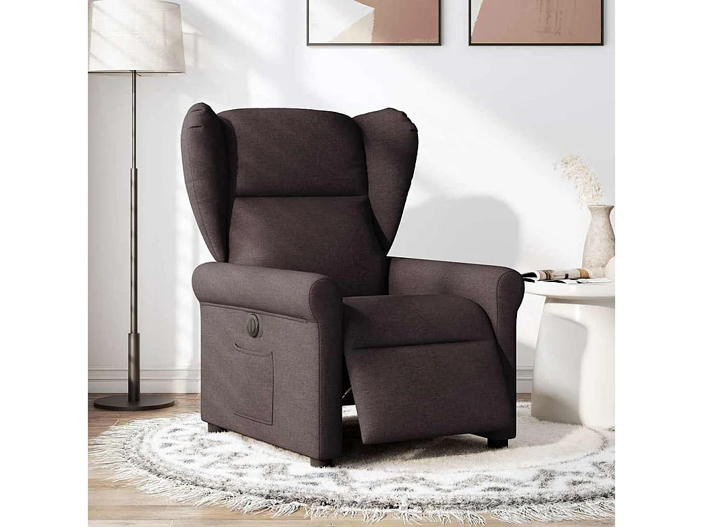 Fauteuil inclinable électrique Marron foncé Tissu