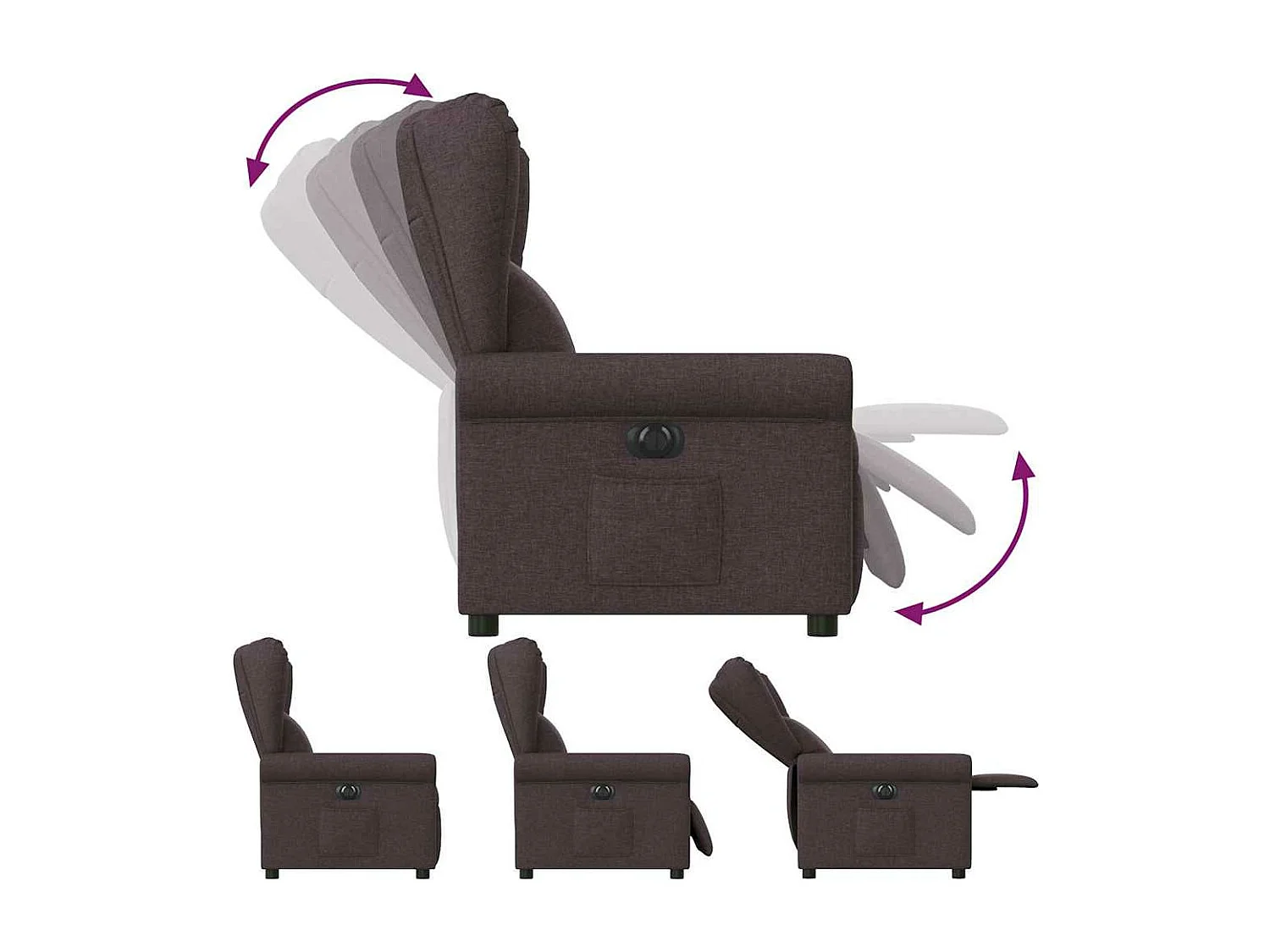 Fauteuil inclinable électrique Marron foncé Tissu
