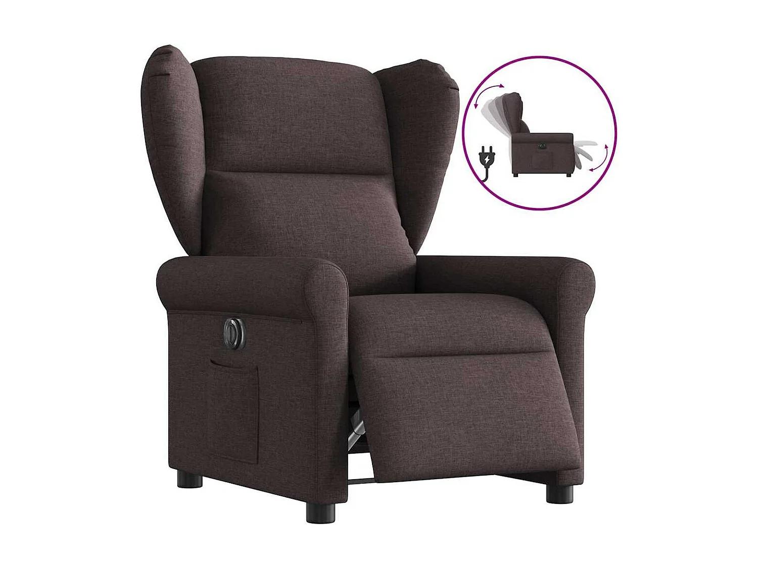 Fauteuil inclinable électrique Marron foncé Tissu