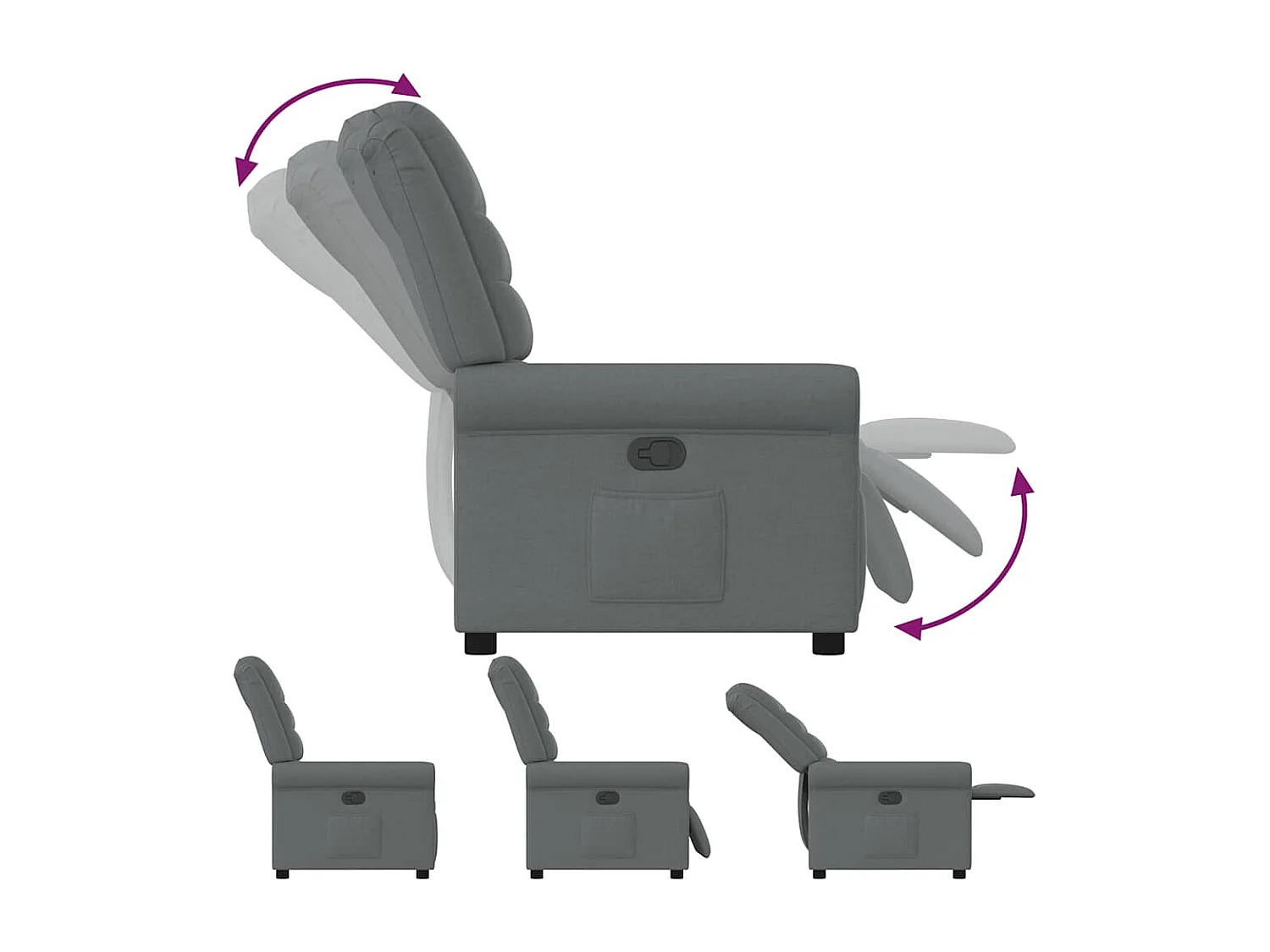 Fauteuil inclinable électrique Gris foncé Tissu