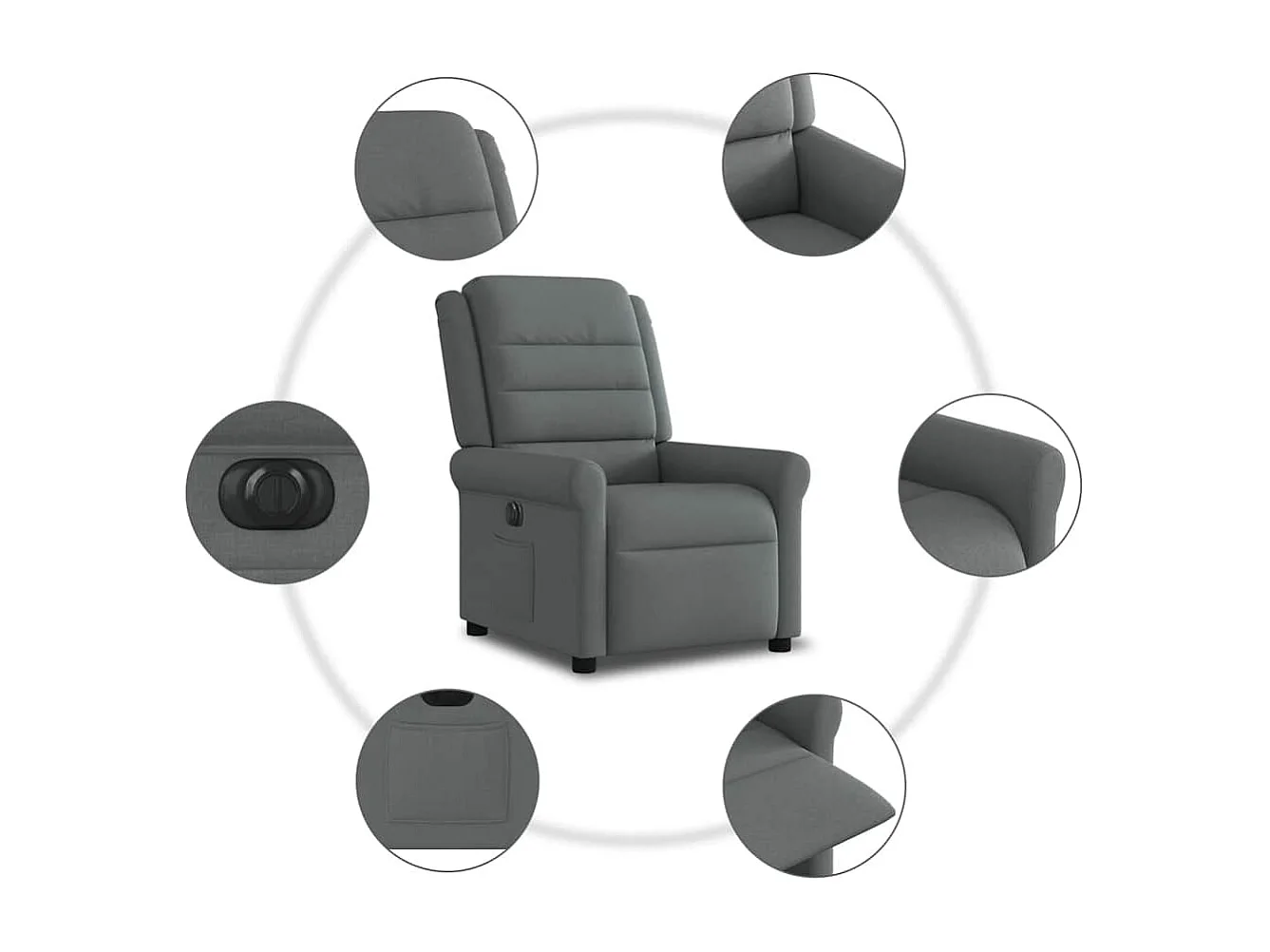 Fauteuil inclinable électrique Gris foncé Tissu