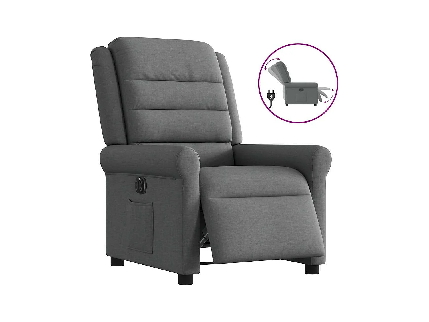 Fauteuil inclinable électrique Gris foncé Tissu