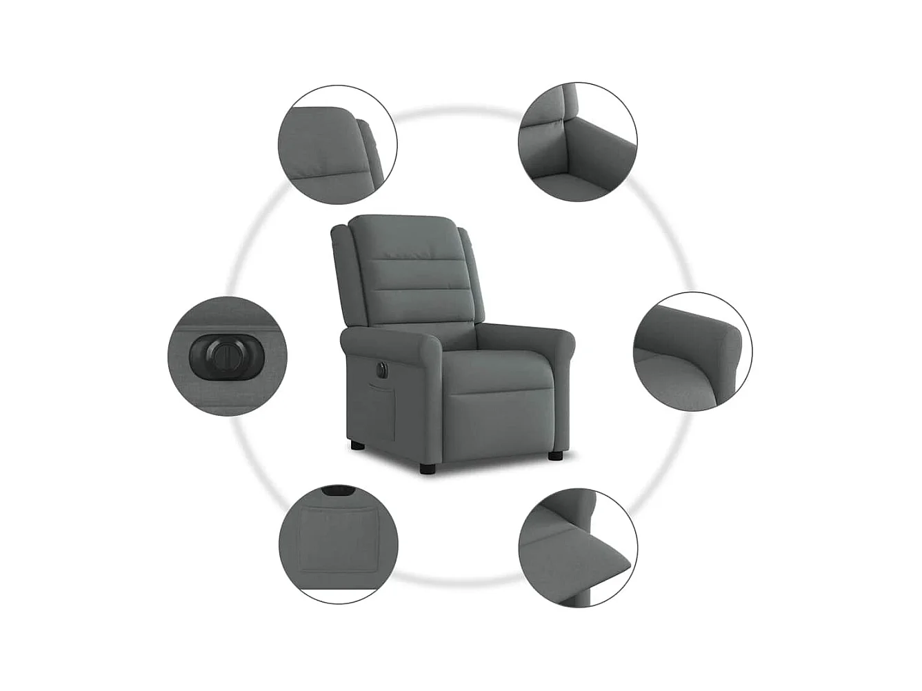 Fauteuil inclinable électrique Gris foncé Tissu