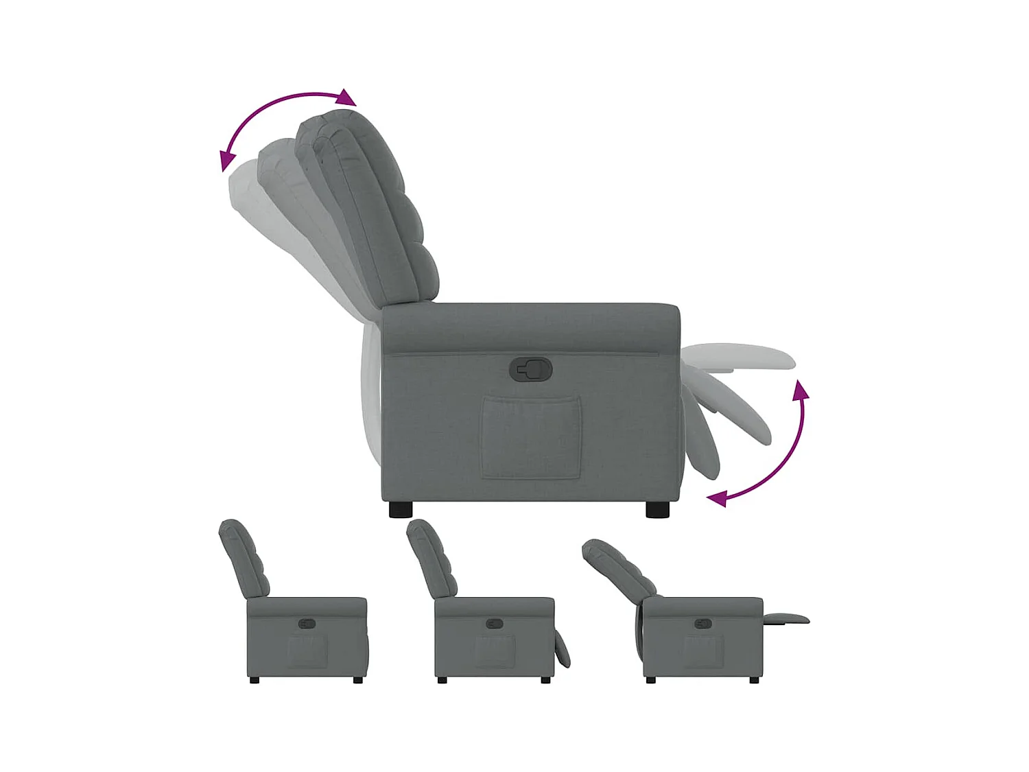 Fauteuil inclinable électrique Gris foncé Tissu