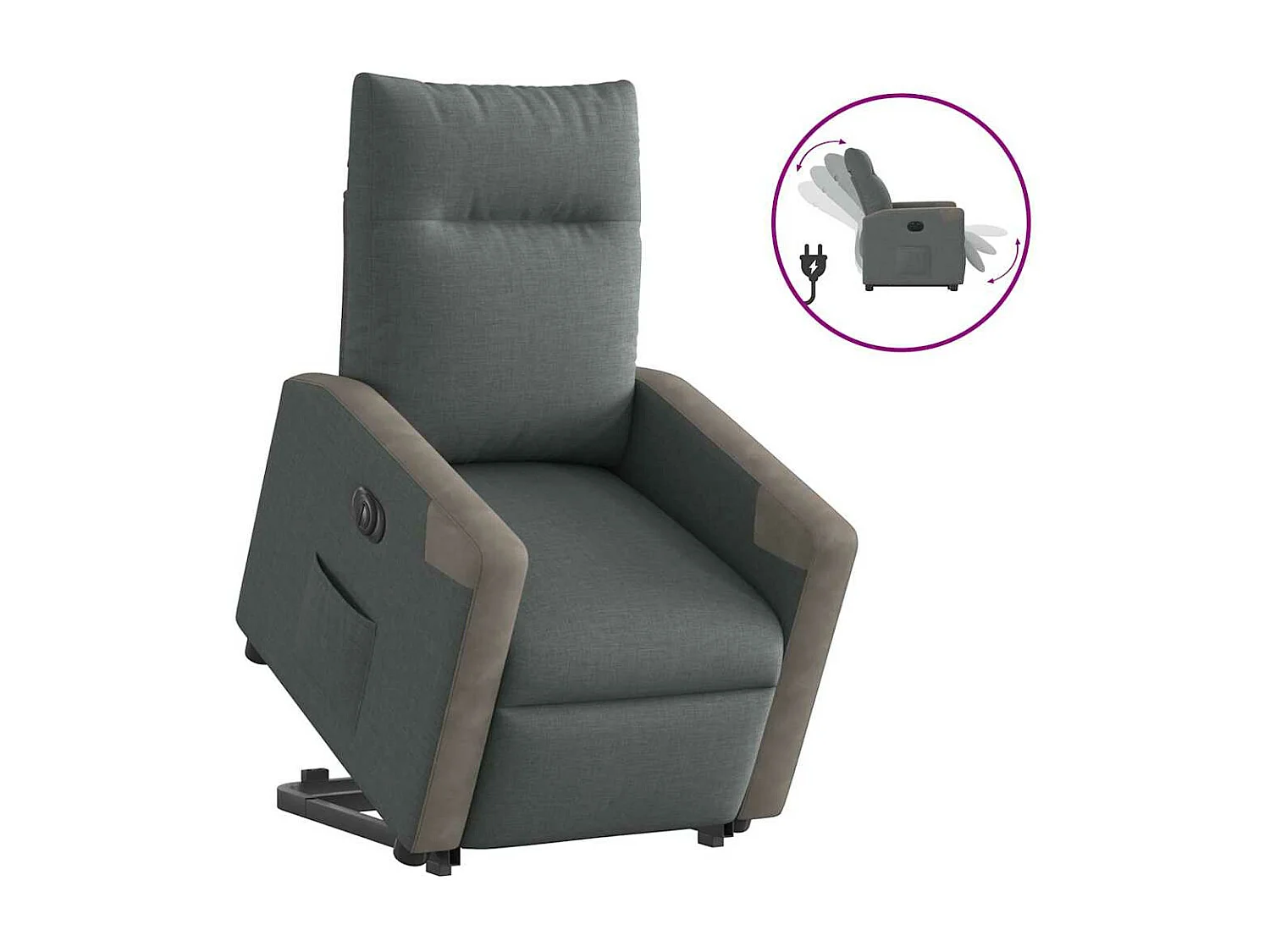 Fauteuil inclinable électrique gris foncé tissu