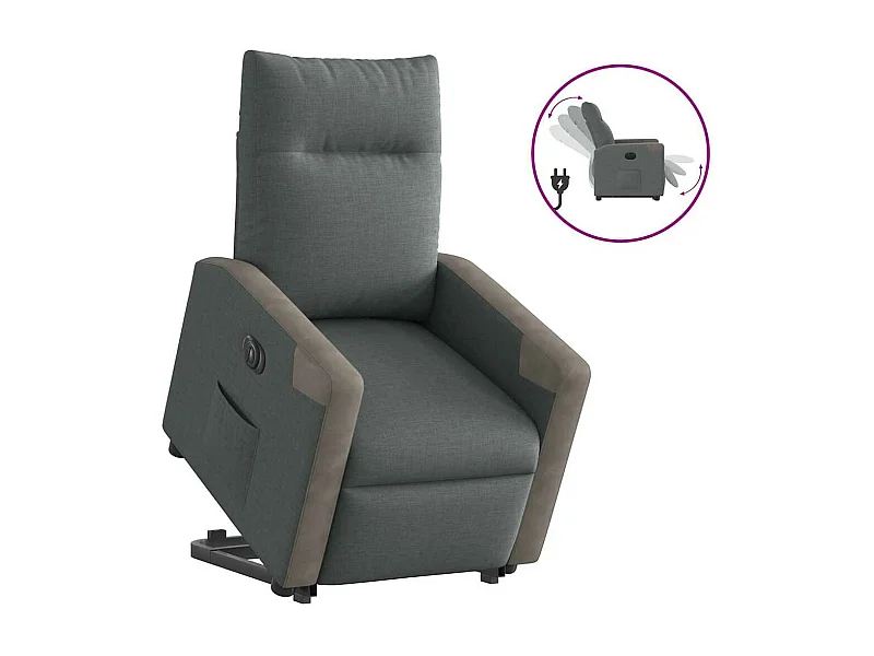 Fauteuil inclinable électrique gris foncé tissu