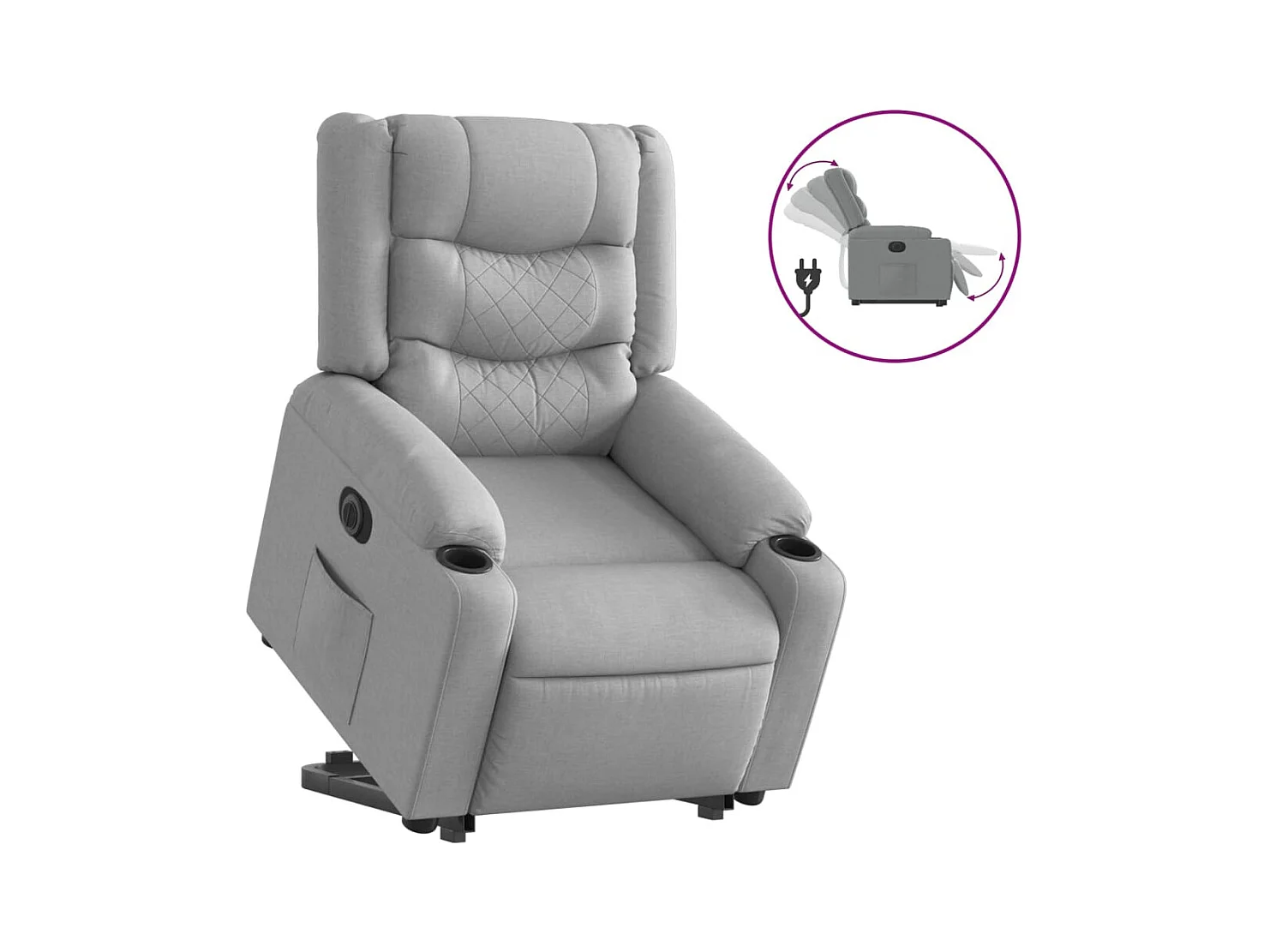 Fauteuil inclinable électrique gris clair tissu