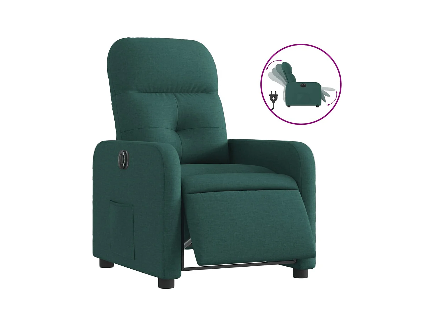 Fauteuil inclinable électrique Vert foncé Tissu