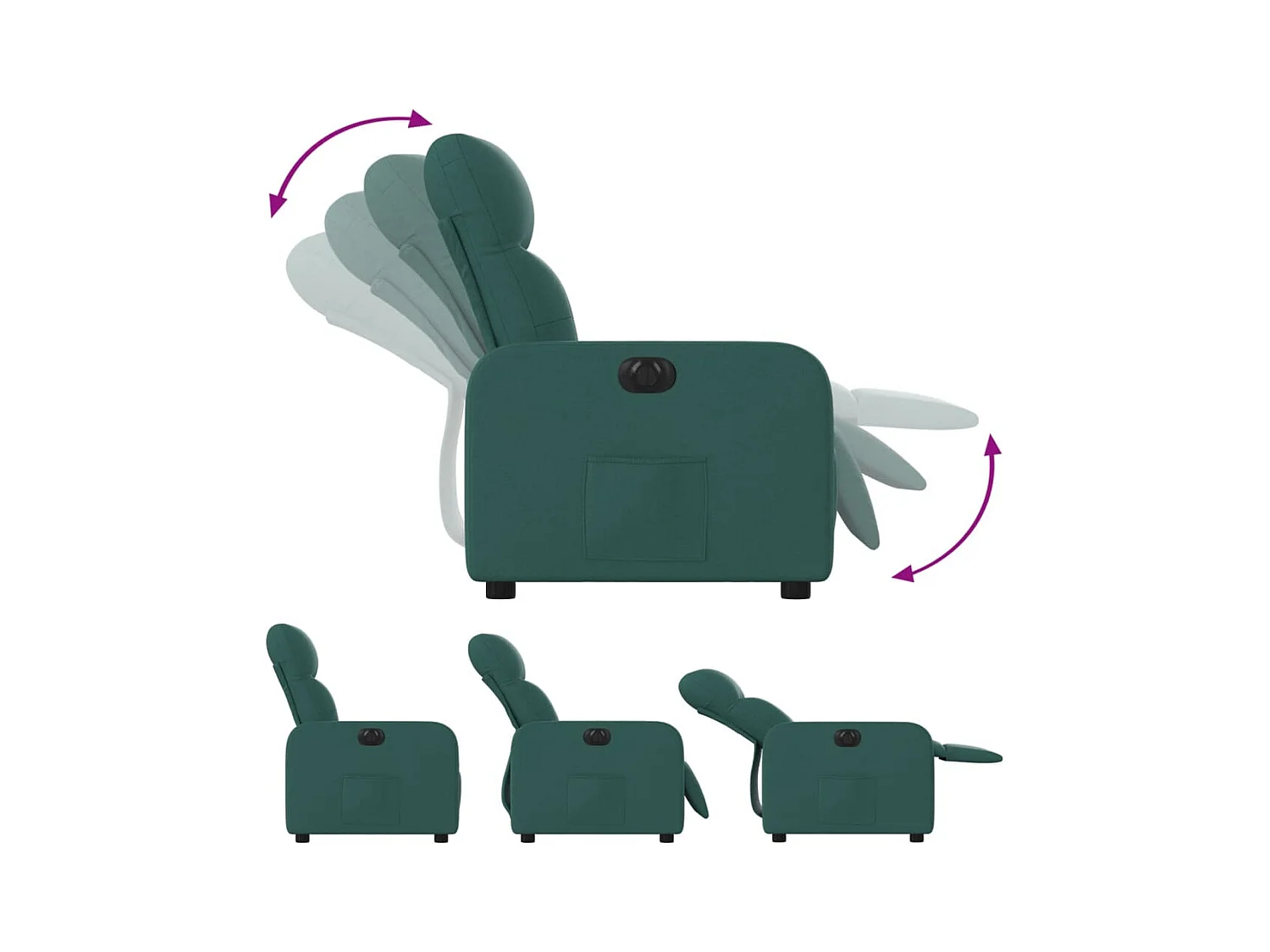 Fauteuil inclinable électrique Vert foncé Tissu