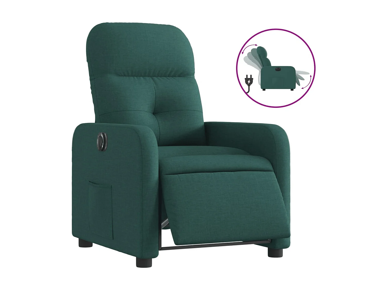 Fauteuil inclinable électrique Vert foncé Tissu