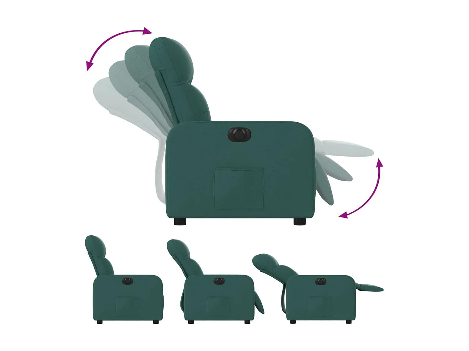 Fauteuil inclinable électrique Vert foncé Tissu