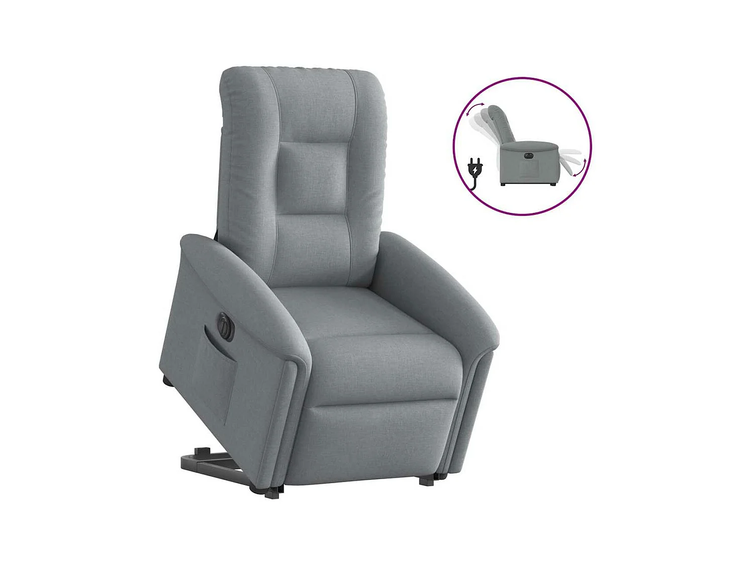 Fauteuil inclinable électrique gris clair tissu