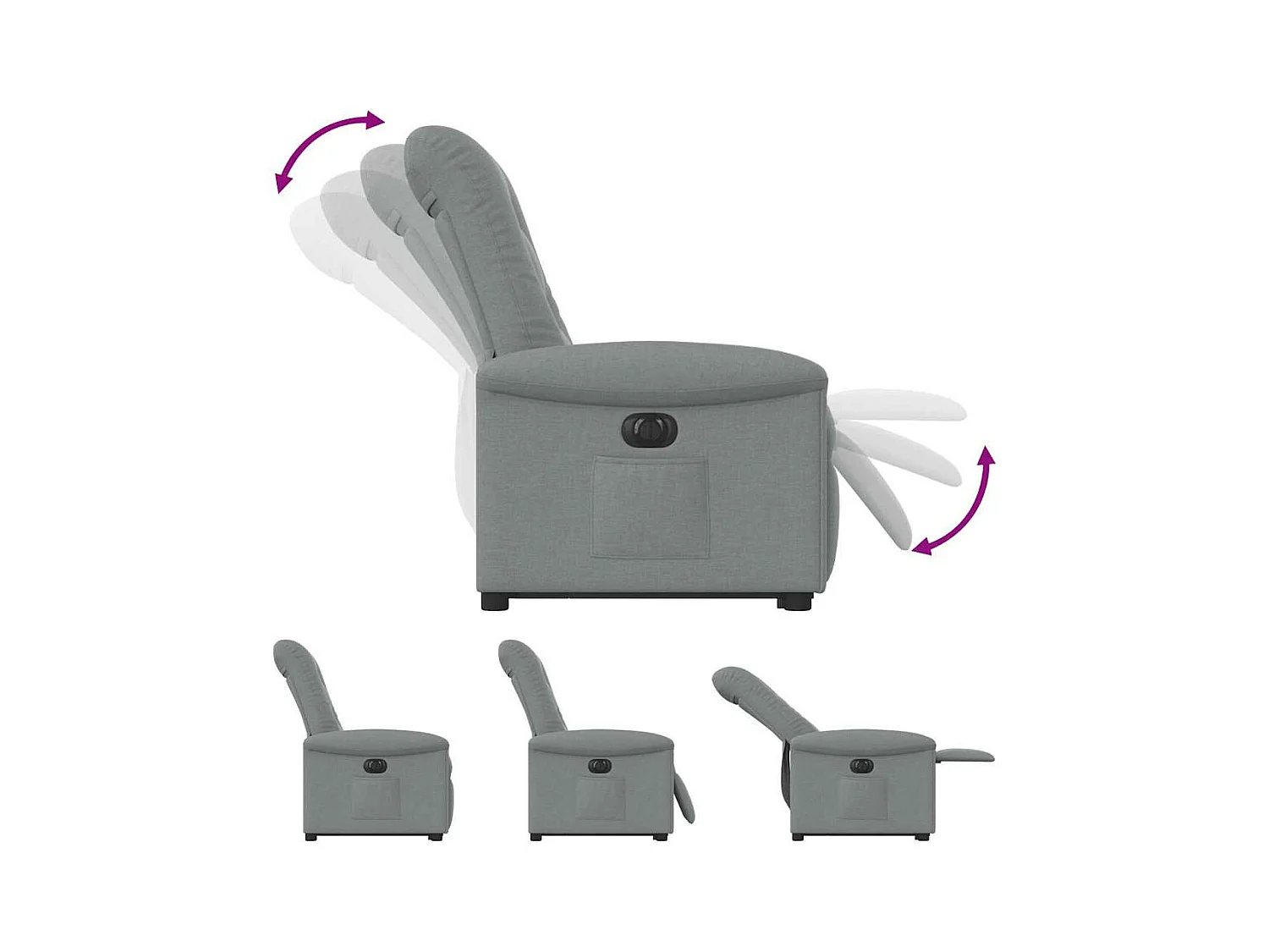 Fauteuil inclinable électrique gris clair tissu