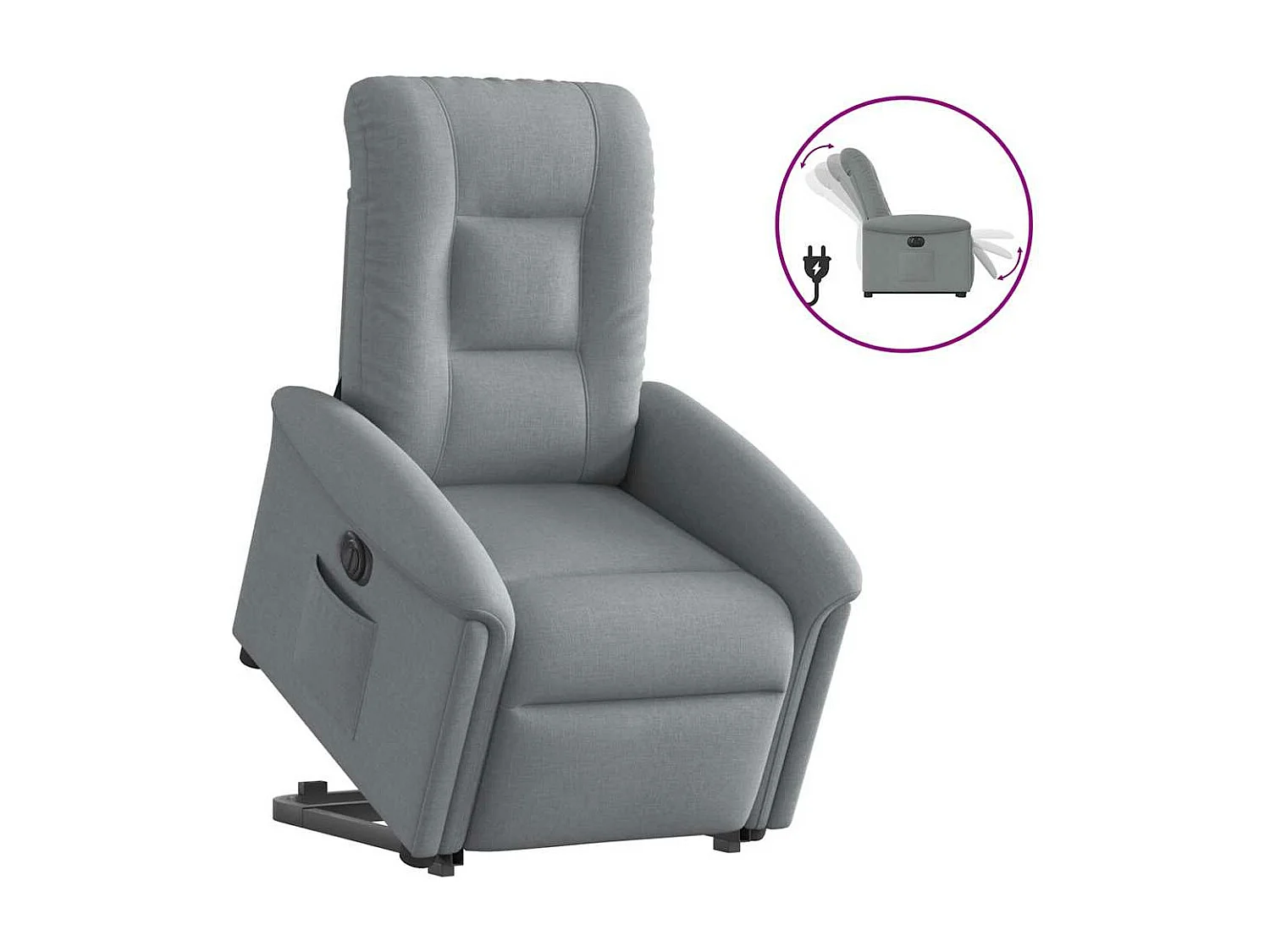 Fauteuil inclinable électrique gris clair tissu