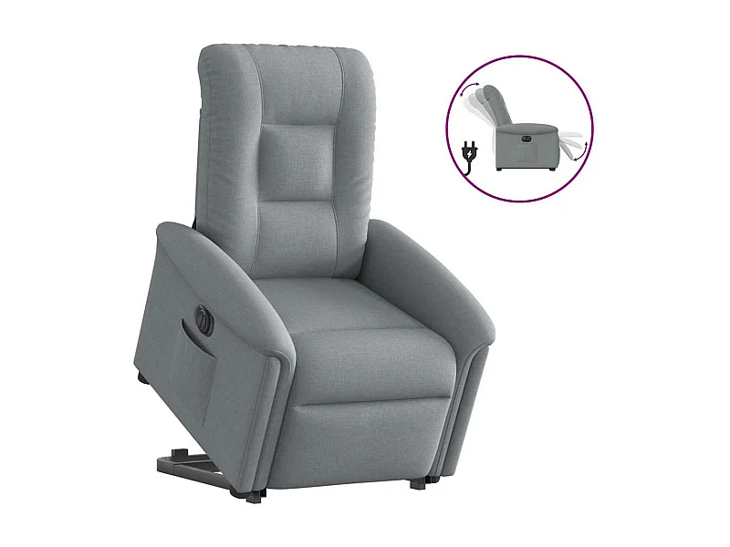Fauteuil inclinable électrique gris clair tissu