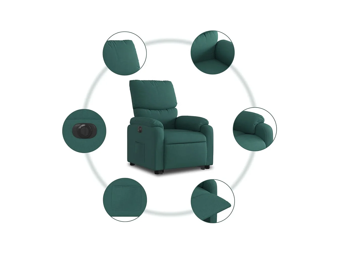 Fauteuil inclinable électrique vert foncé tissu