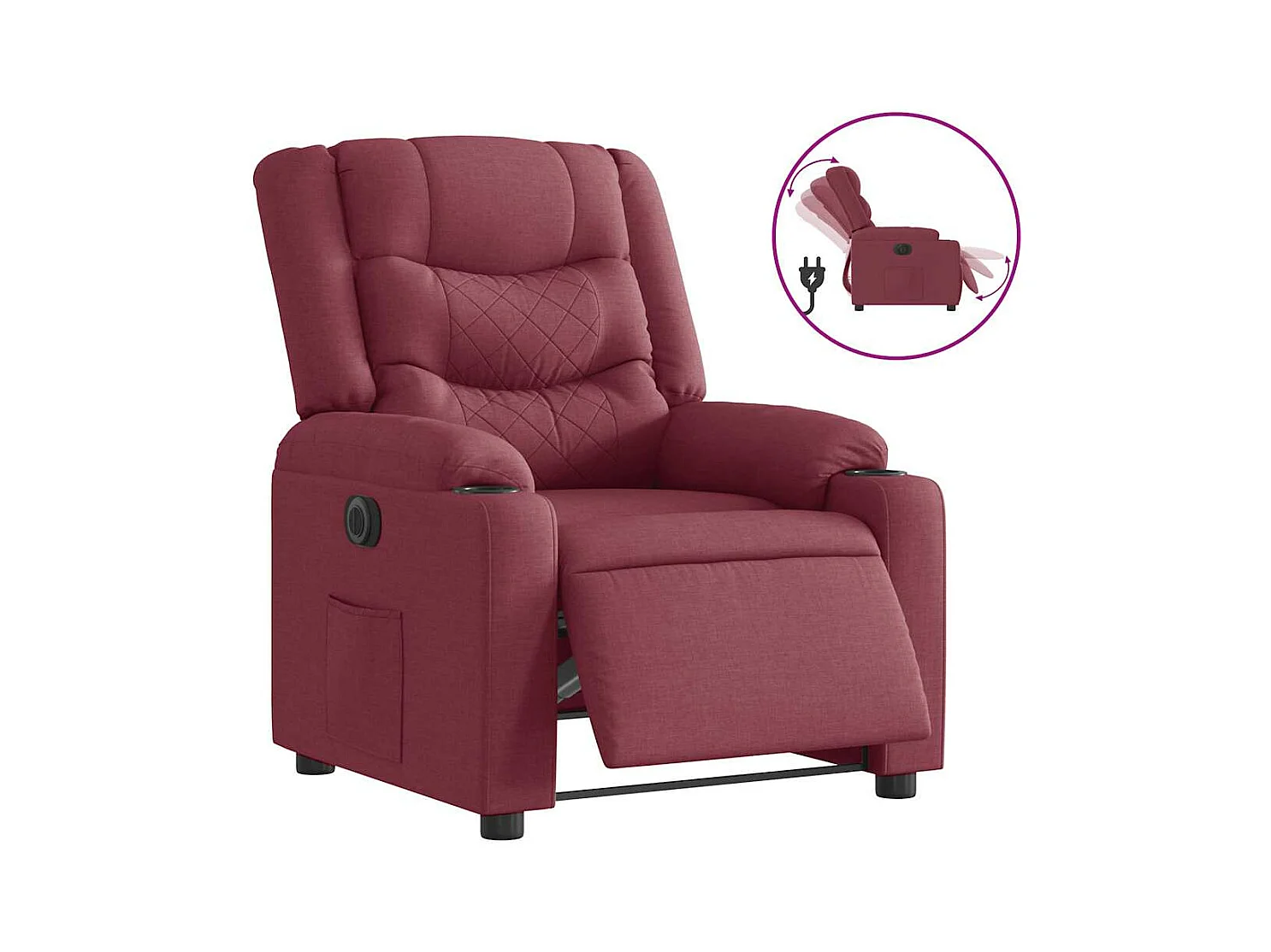 Fauteuil inclinable électrique Rouge bordeaux Tissu